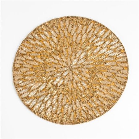 SARO LIFESTYLE SARO 3517.GL15R 15 in. Beaded Design Placemats  Gold - Set of 4 3517.GL15R